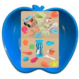 thorberg Zandbak zandbak in appelvorm XL in 4 kleuren! Pierenbadje zandschelp (1x blauw + 24-delig biologische set)