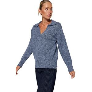 Trendyol FeMan Regular fit Basic Polo Neck Knitwear Trui, Blauw, S, Blauw, S