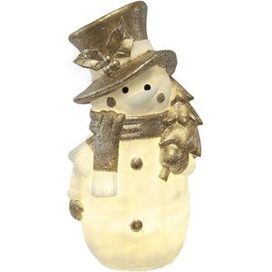 Flair Flower Decoratieve figuur sneeuwpop van polyhars met kerstboom en ledlicht, kerstdecoratie, verlichte kerstverlichting, decoratief object ornament kerstfiguur lichtfiguur, 36 cm