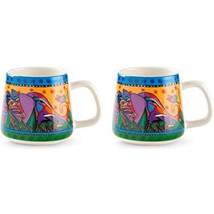 Egan Set van 2 bekers van porselein Laurel Burch lijn Jungle kleur geel ml 360