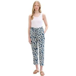 TOM TAILOR Loose fit cropped broek voor dames, 35286 - Blue Abstract Floral Design, 34W x 28L