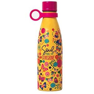 Legami - Hot&Cold, thermosfles 500 ml, Ø 7 cm, licht en robuust, luchtdichte sluiting, afneembare siliconen handgreep, butterfly-thema, Soul full of Sunshine, BPA-vrij en ftalaatvrij