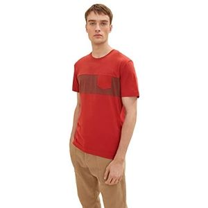 TOM TAILOR Uomini T-shirt met blokstrepen en borstzak 1034401, 26006 - Chili Oil Red, XXL