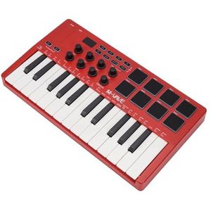 M-VAVE SMK-25RD - 25 Key USB MIDI Keyboard Controller with 8 Backlit Drum Pads, Bluetooth, 8 Buttons, Professional Dynamic Buttons, Red