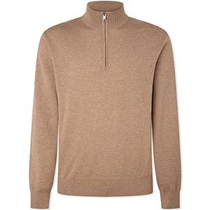 Hackett London Heren katoenen kasjmier Hzip trui trui, Taupe, XS