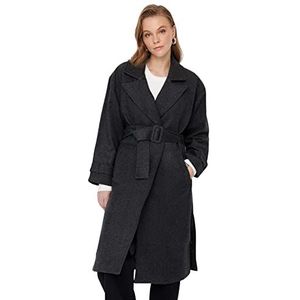 Trendyol Oversized geweven jas met dubbele rij knopen voor dames, Grijs, 66