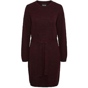 PIECES PCJULIANA LS gebreide jurk met ronde hals NOOS BC, tawny port, M