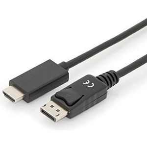 DIGITUS DisplayPort verloopkabel - DP 1.2 naar HDMI (2.0) type A - UHD 4K/60Hz - 3m - Vergrendeling, HDCP, 3D - Voor monitor, PC