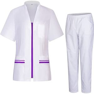 MISEMIYA - Dames gezondheidsuniform - dameshemd en broek - werkkleding voor dames 712-8312, Paars 21, XXL