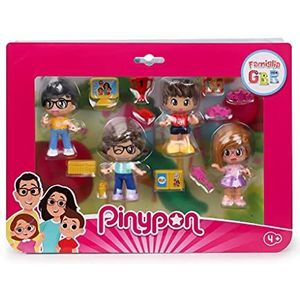 Pinypon Familie GBR Pack 4 figuren en 10 accessoires, speel met de familie van YouTube GBR-kanalen, start het avontuur en creëer je eigen verhaal, voor meisjes en kinderen, beroemd, 700016953