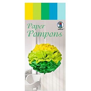 Ursus 27000002 papieren pompons set 2, van zijdepapier 20 g/m², ca. 50 x 70 cm, 10 vellen in 5 verschillende kleuren, inclusief knutselhandleiding, ideale decoratie voor elk feest