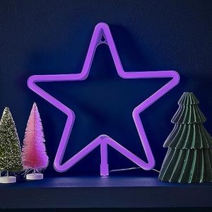 Ginger Ray Kerst Grote Lila Light Up Star Neon Light Open haard Tafelblad Decoratie