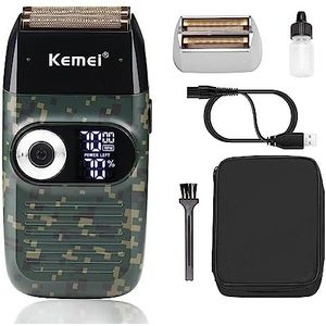 KEMEI Folie scheerapparaat voor mannen Elektrisch scheerapparaat met glad scheerresultaat Snoerloos elektrisch scheerapparaat met LED-display Vaderdagcadeaus