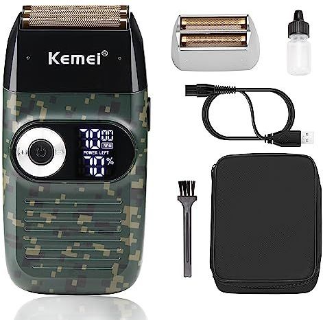 KEMEI Folie scheerapparaat voor mannen Elektrisch scheerapparaat met glad scheerresultaat Snoerloos elektrisch scheerapparaat met LED-display Vaderdagcadeaus
