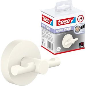 tesa® MOON WHITE Badjashaak, mat wit - voor Badkamers in Industriële Stijl en Moderne Badkamers - Zonder Boren, Zelfklevend - 50 mm x 65 mm x 53 mm