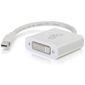 C2G Mini DisplayPort manspersoon to DVI-D Single Link vrouwtje 4K Active Adapter White, Ultra HD MiniDP to DVI Compatible with Apple MacBook, Mac Mini, Mac Pro