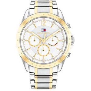 Tommy Hilfiger Analoge, multifunctioneel kwartshorloge voor dames met tweekleurige roestvrijstalen armband - 1782555, Zilver Wit, armband