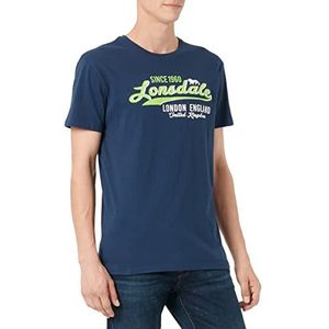 Lonsdale Men's CROXTON T-Shirt, Navy/Neon Green, XXL