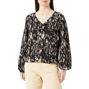 Vila Dames Vicaia Loa V-hals L/S Top/Su lange mouwen blouse, Zwart/Aop: loa, S