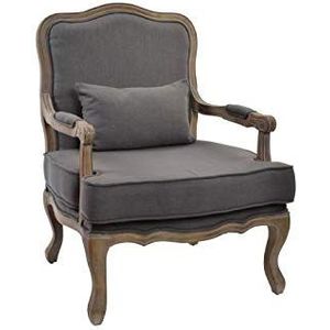 DRW Klassieke stoel van hout en polyester in grijs en bruin, 70 x 66 x 94 cm
