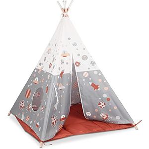 Beeloom Cosmo Tipi Kindertent, decoratieve tent van natuurlijk hout, waterdicht polyesterweefsel, geschikt voor buiten, uniseks voor jongens en meisjes