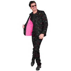 Widmann - Kostuum Mr. Sparkling, zwart glinsterend pak, jasje en broek, showman, disco fever, casino themafeest, oudejaarsavond