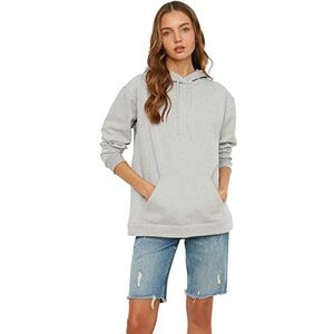 Trendyol Dames Gray Kangaroo Zakken Boyfriend Rogged Gebreide Hooded Sweatshirt, XL