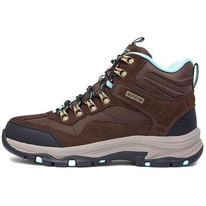 Skechers Trego Alpine Trail Wandelschoen voor dames, Chocolade Suede Textiel Lichtblauwe Trim, 37 EU