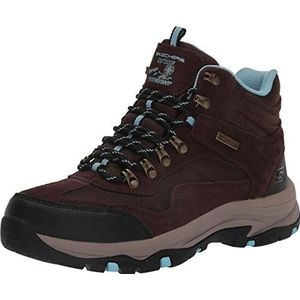 Skechers Trego Rocky Mountain wandelschoen voor dames, 3/8 UK, Chocolade Suede Textiel Lichtblauwe Trim, 39 EU