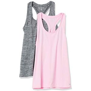 Amazon Essentials 2-pack Tech Stretch Racerback Tank Top Denim Vest, Zwart Spacebye/Licht Roze, Klein