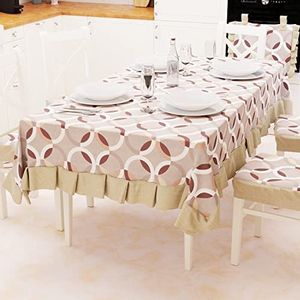 PETTI Artigiani Italiani - Tafelkleed, tafelkleed, tafelkleed met kunststof coating van katoen, design cirkel beige X12 plekjes (140 x 240 cm) 100% Made in Italy