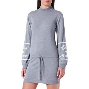 Love Moschino Dames Turtleneck Blended Wool Dress, Melange Dark Grey, 42