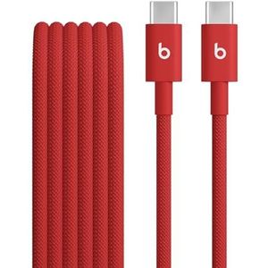 Beats-kabel voor USB-C naar USB-C Geweven, snelladen, stevig ontwerp dat niet in de knoop raakt, compatibele oplader voor Apple- en Android-apparaten (1,5 m) - Flitsend rood
