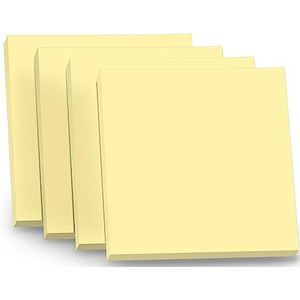 WAYTEX 400 zelfklevende notities, herbruikbaar, 4 blokken à 100 sticky notes vierkant, 75 x 75 mm, pastelgeel