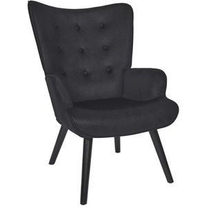 HOME DECO FACTORY, HD0364, Giulia woonkamer zwart A1 M1, lounge editie, meubels, bank en fauteuil, 68 x 96 x 75 cm, zithoogte 43 cm