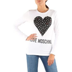 Love Moschino Dames lange mouwen met Maxi Heart and Logo Print T-Shirt