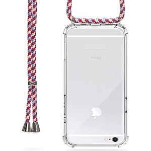 Trop Saint® Crossbody iPhone 6/ 6S - Hoesje Mobiele Telefoon Cover met Lanyard Transparante Siliconen Kraag Strap - Bordeaux Multicolor