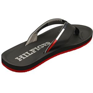 Tommy Hilfiger Heren Comfort Hilfiger Beach Sandaal Flip-Flop, Zwart, 7 UK, Zwart, 41 EU