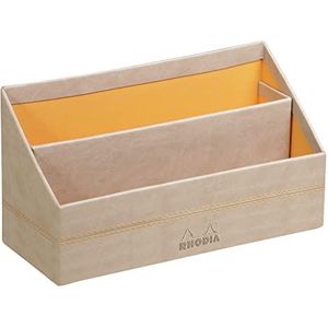 RHODIA 318845C – brievenbakje beige – 25 x 10 x 14 cm – quilten sellier oranje – buiten kunstleer – collectie Home Office Rhodiarama – organisatie voor kantoor en opslag design