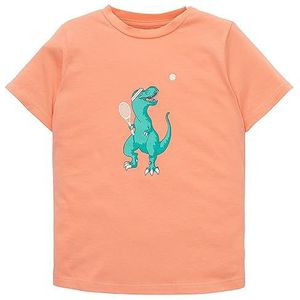 TOM TAILOR T-shirt voor jongens en kinderen met dinosaurus-print, 31164 - Bright Peach Orange, 128 cm