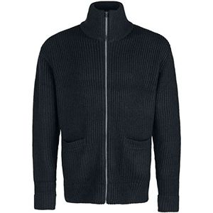 Urban Classics Heren cardigan sweatshirtjas met ritssluiting & opstaande kraag, lichte oversized snit, maat S tot 5XL, zwart, S