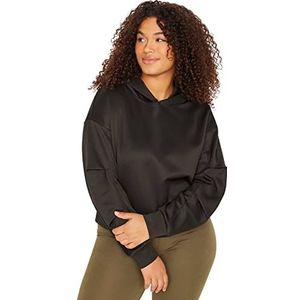 Trendyol Vrouwen Plus Size Regular fit Oversize Capuchon Knit Plus Size Sweatshirt, Zwart, 2XL, Zwart, XXL grote maten