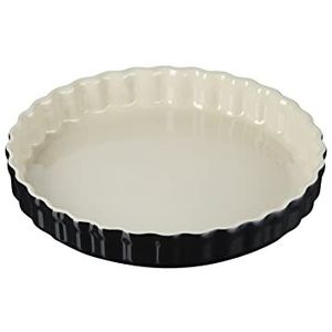 Le Creuset Heritage Geribbelde vlaaischotel, aardewerk, Ø 28 cm, 1,82 kg, Ebbenzwart
