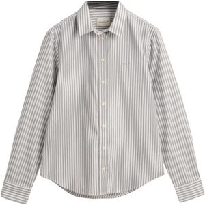 REG POPLIN gestreept shirt, mid grey, 44