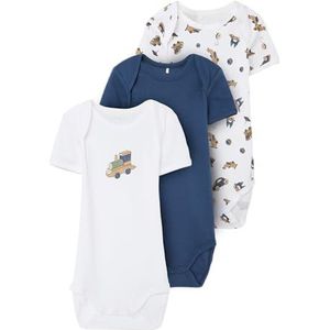 NAME IT BABY Romper NBMBODY - set van 3 Wit/Donkerblauw