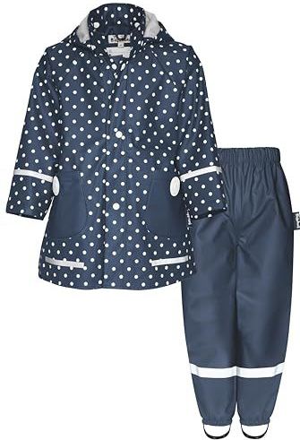 Playshoes Regen-Set Regenbroek regenpak, gestippeld, 80 (2 stuks) uniseks kinderen, Polka Dot Taille, 80 cm