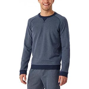 Schiesser Heren slaapshirt lange mouwen ronde hals mix + Relax pyjama top, nachtblauw, 48, nachtblauw, 48