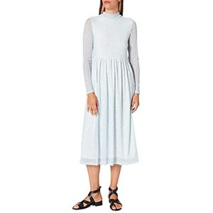 NA-KD Gerecycled Ls Mesh Dress Casual jurk voor dames, Lichtblauw wit bloemen, 40