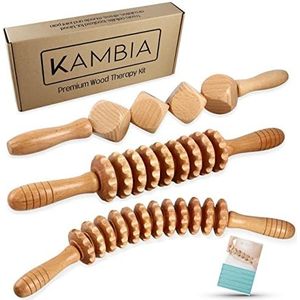 KAMBIA Maderotherapie kit, body maderotherapie, 3 cellulitis-rollers, lymfedrainage benen, anti-cellulitis-massage