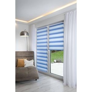K-home® Klemmfix dubbel rolgordijn Madrid zonder boren kleurverloop blauw B35 x H150 cm